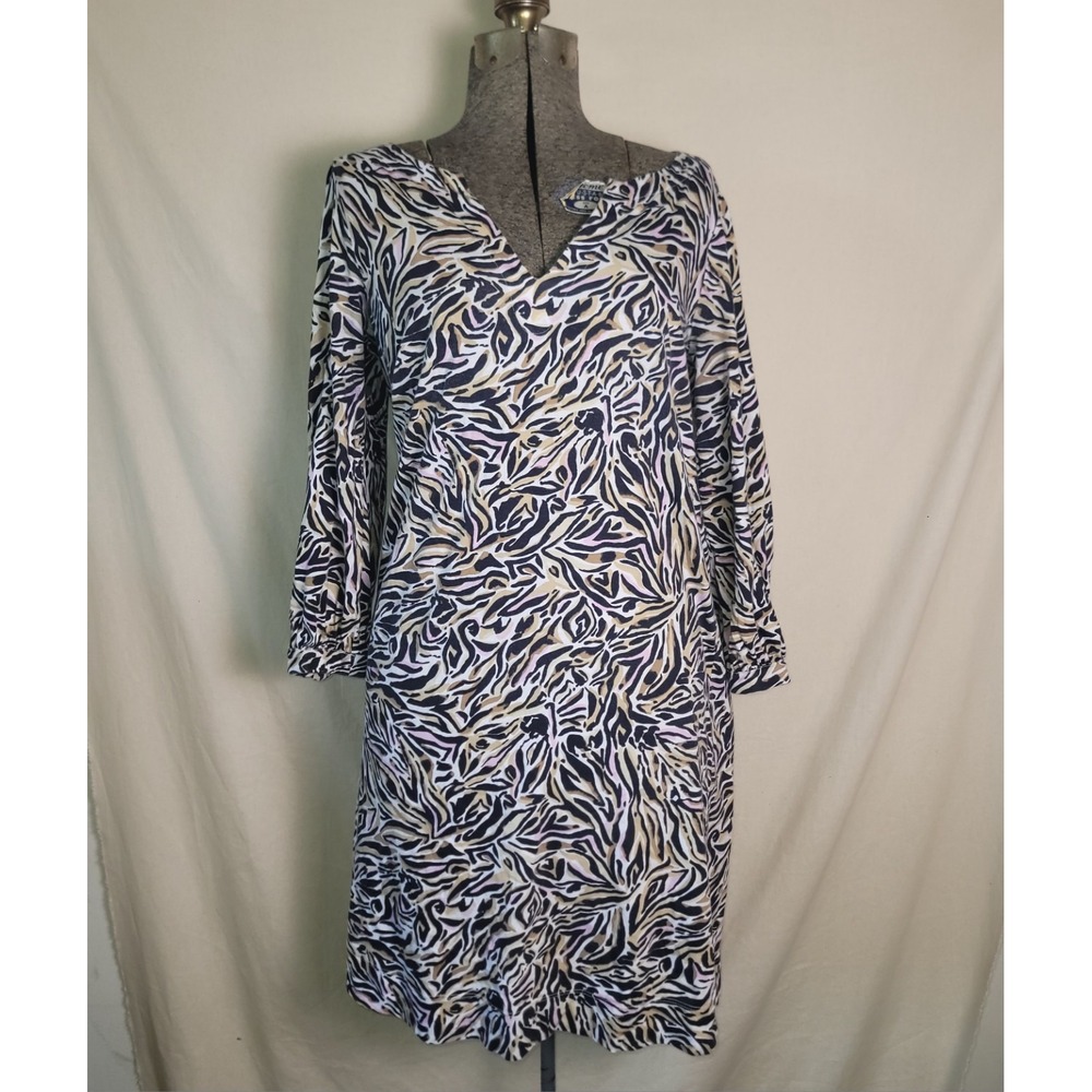Lilly Pulitzer Cath Tunic 3/4 Sleeve V-Neck Mini Dress Medium Can You Zee Me